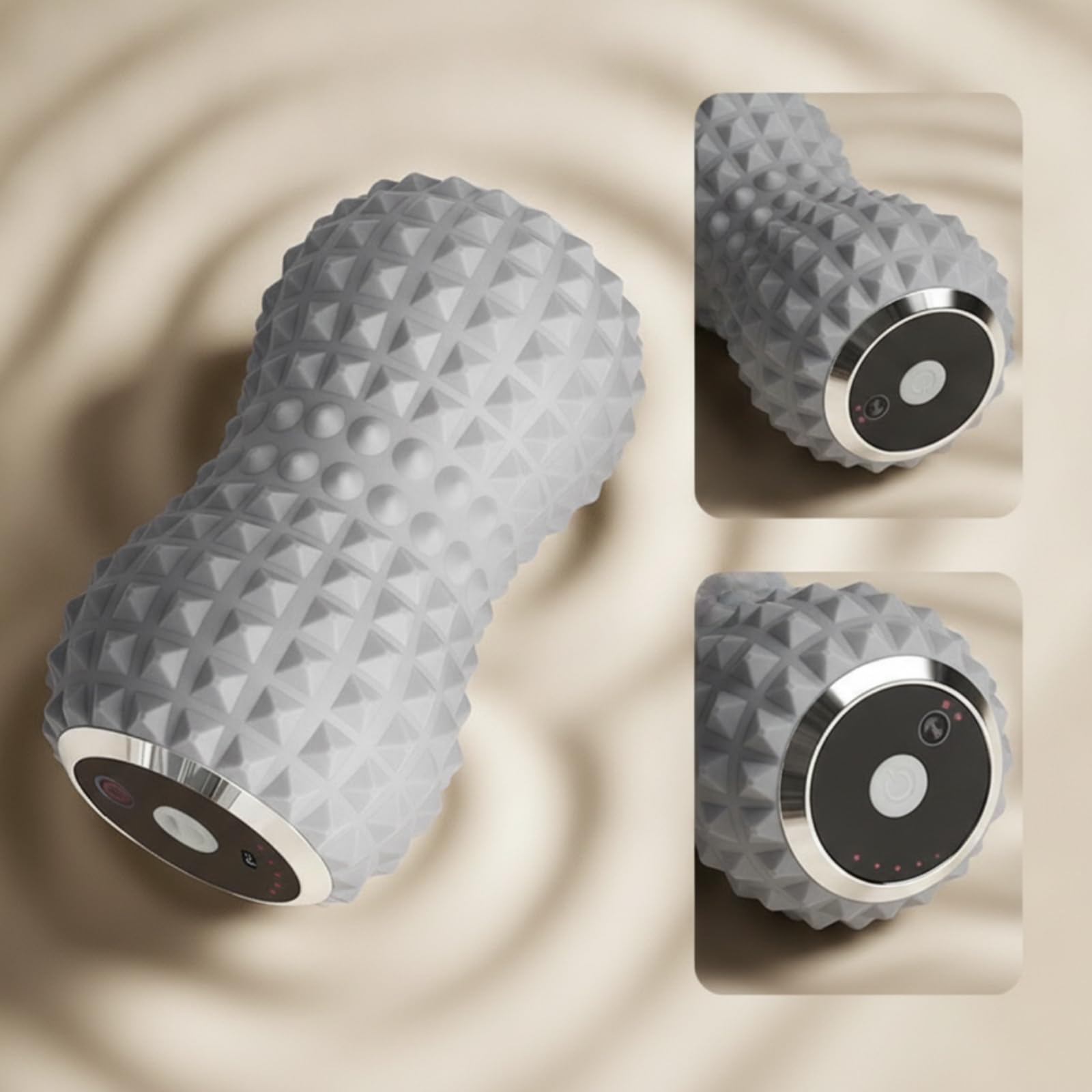 Almencla Palla Massaggio Elettrica Rullo Fasciale Doppia Sfera con Cinghie Texture Grip Silicone Cinque Livelli Automassaggio Profondo su Trigger Point Collo