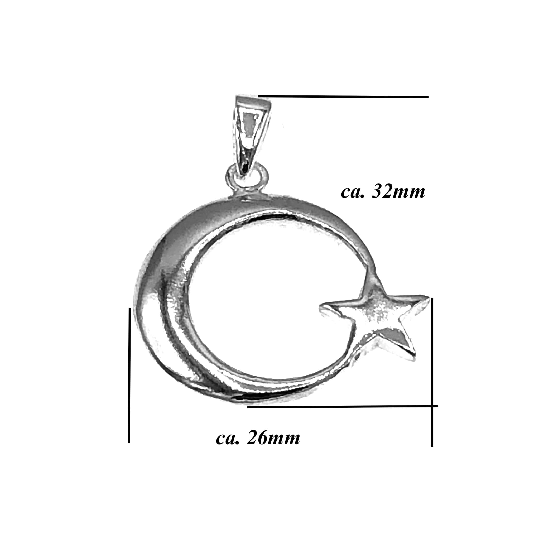 925 Sterling Silber Anhänger Ay Yildiz Türkei Flagge Bayrak/Panzerkette & Veneziakette/Unisex / 070