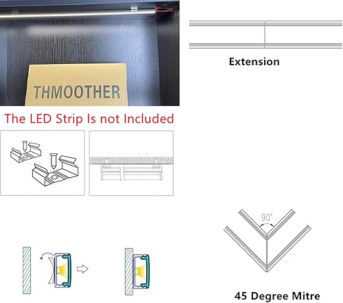 Miniatura 15 de Paquete de 6 tiras LED de aluminio montadas en superficie de 16 pulgadas con difusor anti UV, mejora tu iluminación con estilo y funcionalidad
