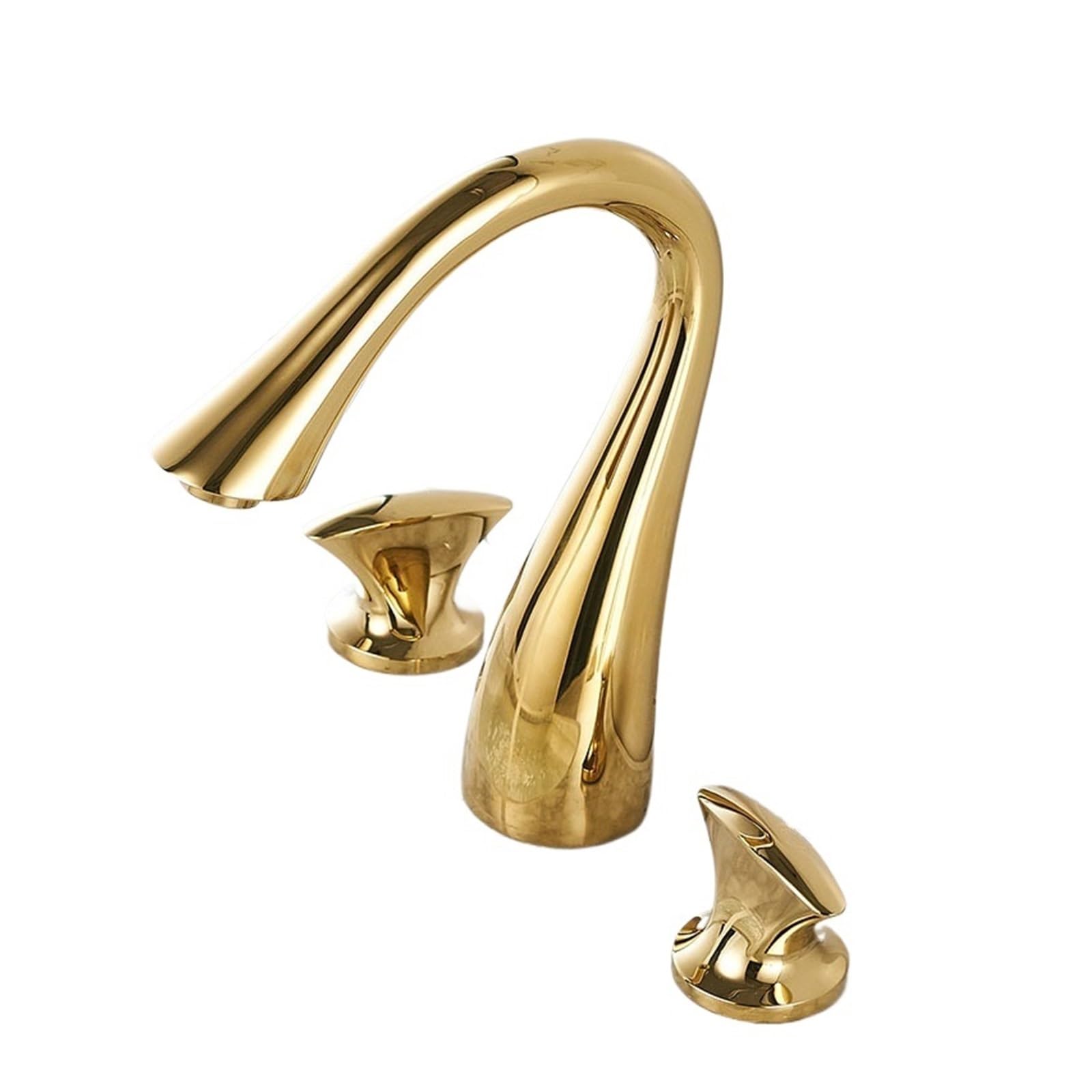 Robinet de salle de bains 3 trous en cuivre doré pour lavabo chic