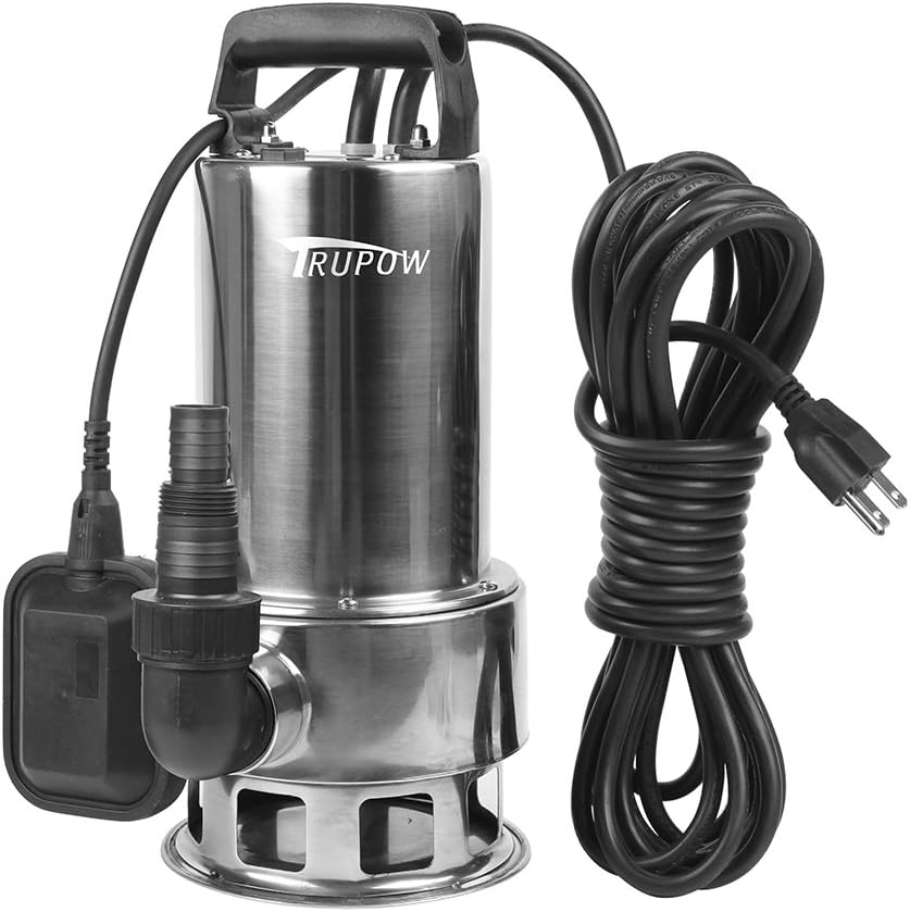 1.5HP 110v Submersible Sewage Drain Flood Stainless Steel Clean/Dirty Water Sump Transfer Pond Garden Pump
