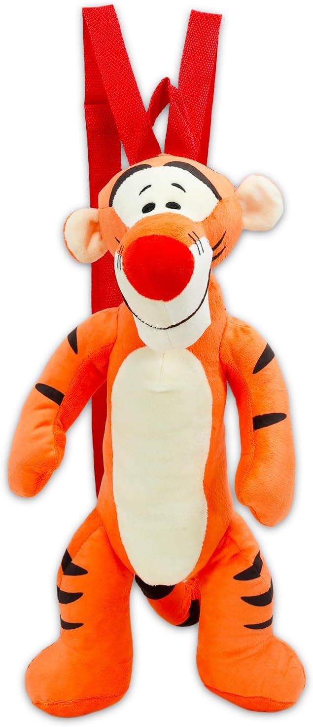 Tigger Plushie Backpack Set - Bundle with 16" Disney Winnie The Pooh Plush Doll with Carrying Straps Plus Stickers, More | Tigger Plush Bag