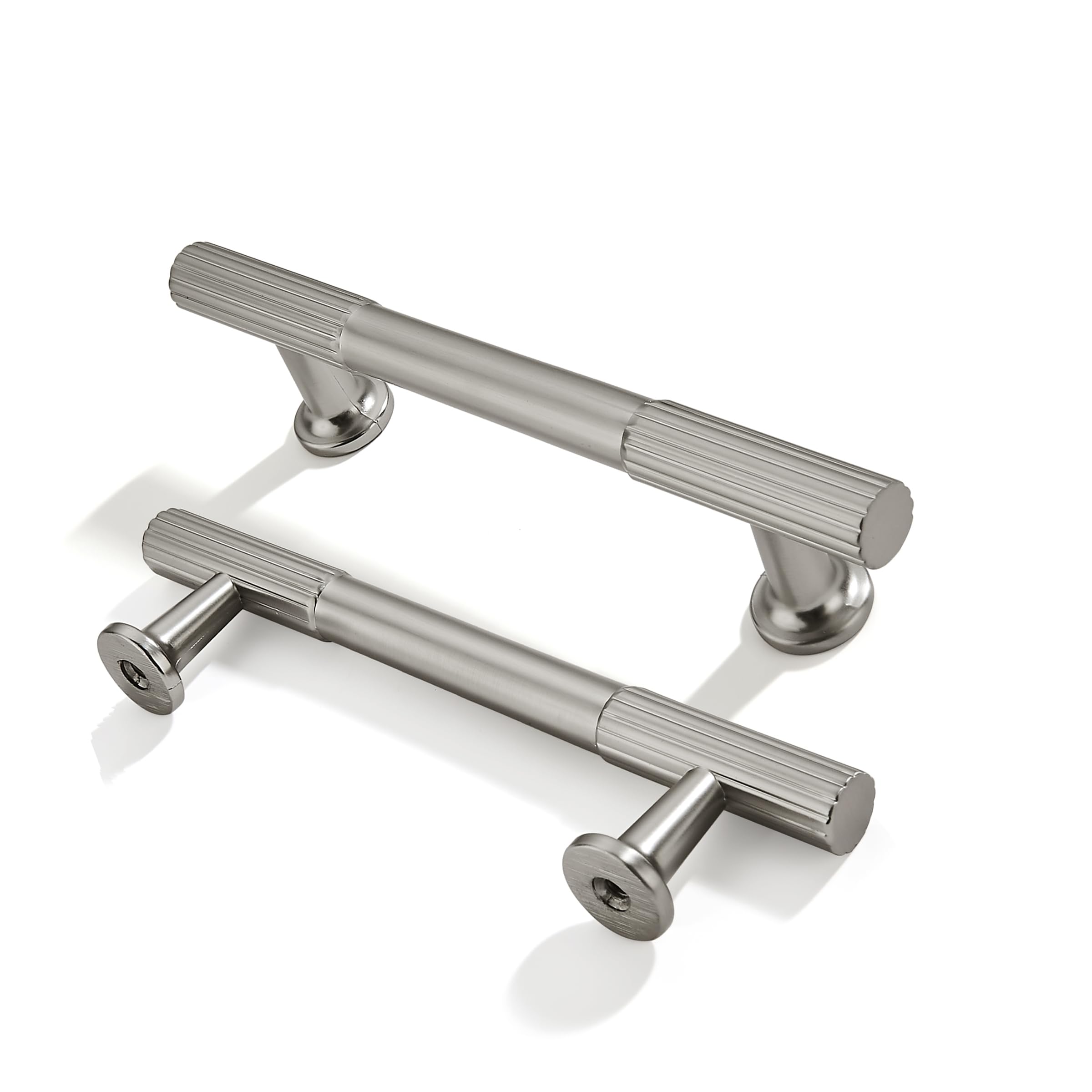 ZAUYX 2-Pack 3-3/4 Inch Hole Center Brushed Satin Nickel Cabinet Pulls Solid Heavy Duty Cabinet Pull is Suitable for Drawers Dressers Handles Kitchens Bathroom cabinets