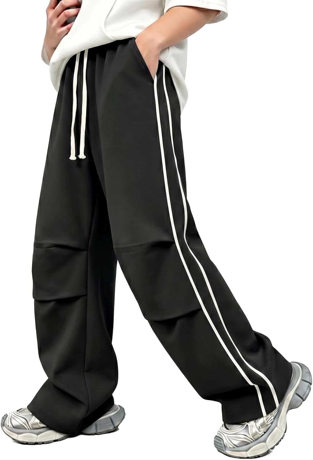 GINGTTO Mens Baggy Sweatpants Wide Leg Track Pants Open Bottom Loose Fit