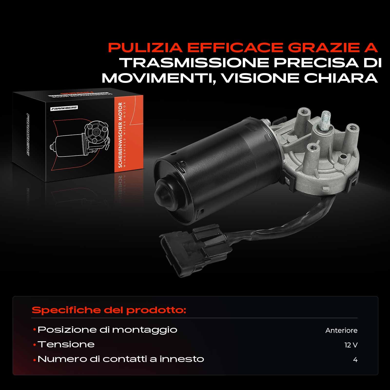 Frankberg Motore Tergicristallo Anteriore Compatibile con Clio II BB CB 1.2L-3.0L 1998-2016 Clio II Furgone/Compatto SB0/1/2 1.5L 2001-2025 Thalia I LB Replace# 7701056719