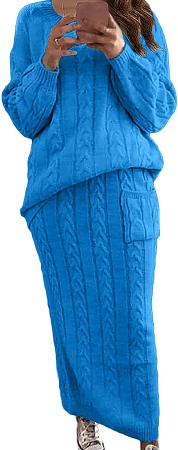 CHARTOU Women’s Winter Knit 2-Piece Skirt Set