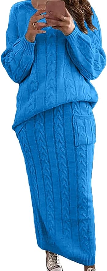 CHARTOU Women's Chunky Cable Knit Sweater Set