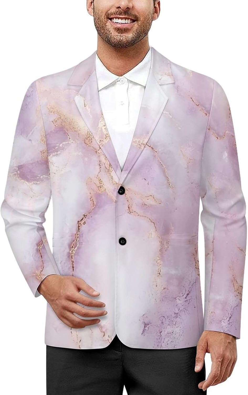 Rose Golden Marble Texture Suits Blazer for Men Two Buttons Business Jacket Coat Wedding Dinner Party