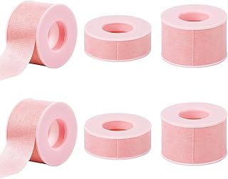 Lash Adhesive Tape Reusable Adhesive Waterproof Silicone Tape Eyelash Tape, 2Rolls Silicone Non-Woven Fabric Lash Adhesive Tape,Eyelash Extension Tape, Under Eye Tape Lash Extension Tape,Pink
