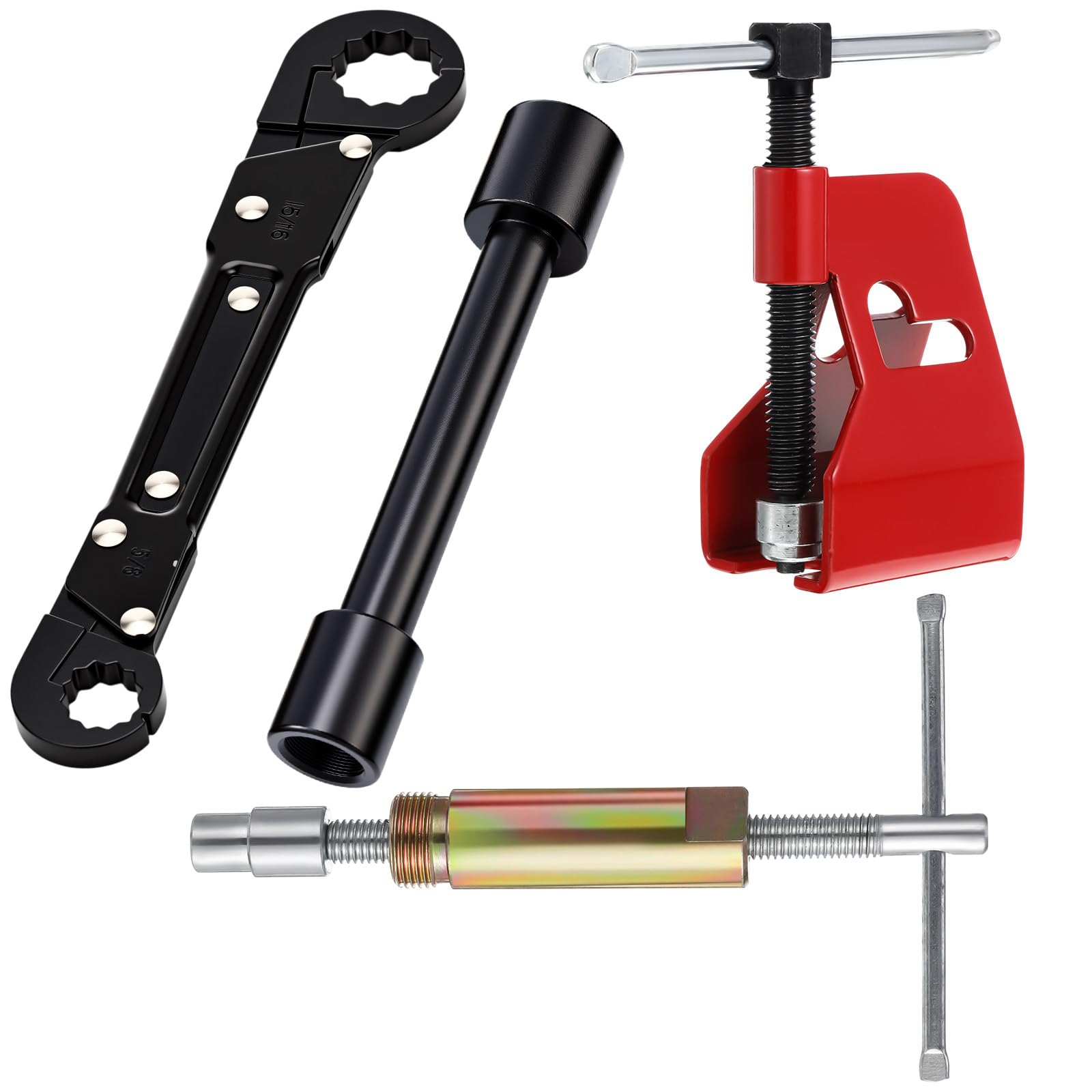 4 Pcs Angle Stop Wrench Kit Plumbing Tool, Olive Ring Removal Tool with Diameter of 1/2", 3/4", Compression Sleeve Puller for 1/2" Compression Fitting, Install Angle Stop Nut(Ferrule,Black)