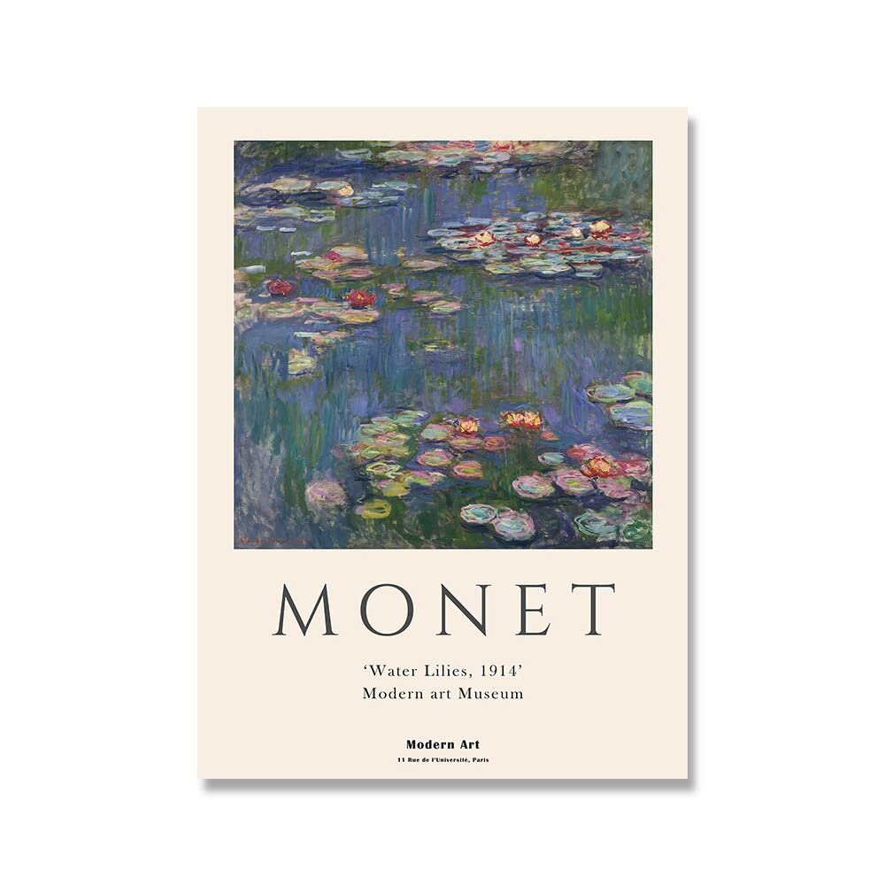 Scandinavian famous Monet modern art landscape wall picture, Nordic poster and print, frameless canvas painting A4 30x40cm
