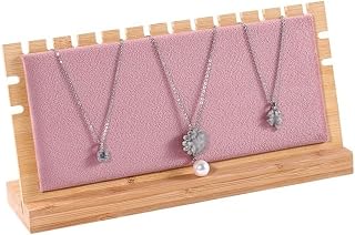 Wooden Necklace Display Stand Jewelry Organizer Pendant Board Rack Elegant Detachable Hanging Organizer Stand Stalls (Pink)