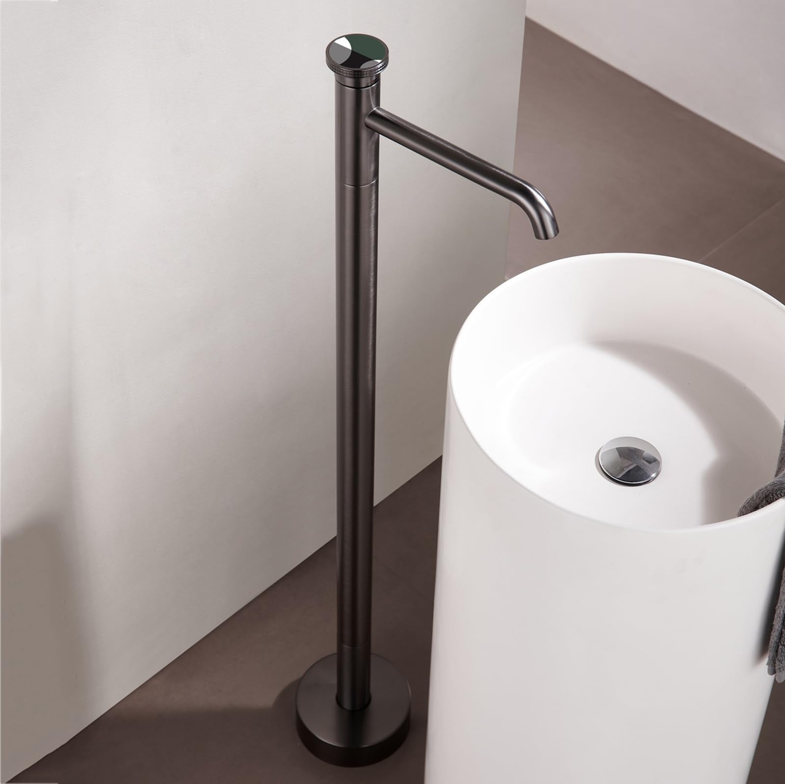 WOTZOV Floorstanding Bath Tap Hot And Cold Freestanding Bathtub Faucet Brass, Green，Gray