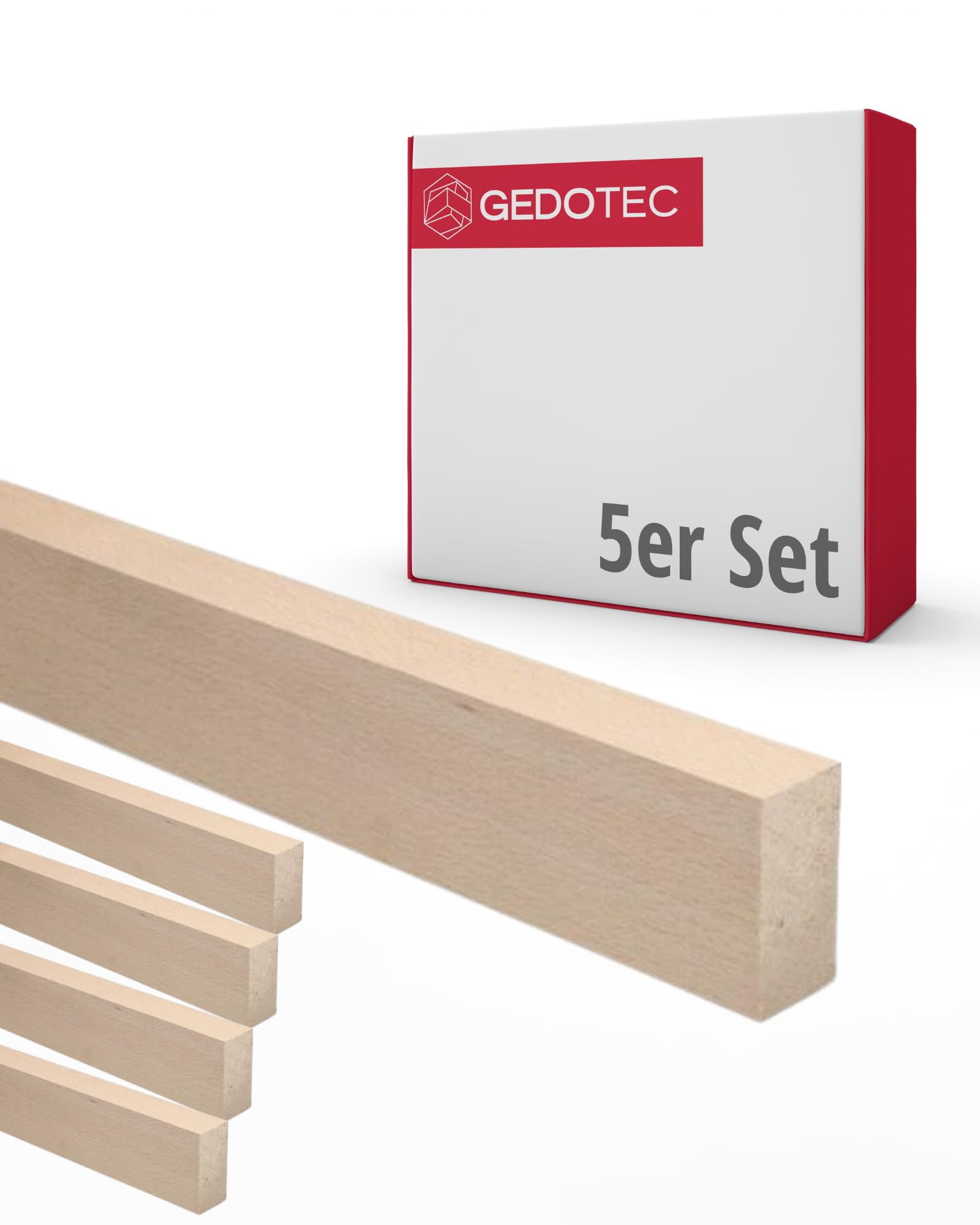 Gedotec Baguettes en bois pour bricoler et construire en hêtre - 95 cm | 5 pièces 29x47x950 mm | BASIC | polyvalent pour bricoler et construire des objets divers