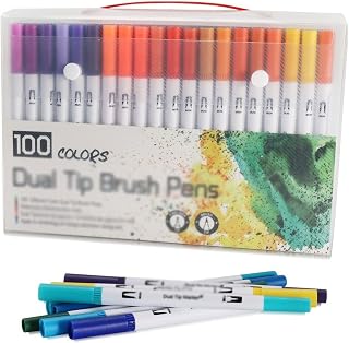 100/120 Colors Watercolor Art Markers Set Brush Pen Tip Fineliner Drawing Painting Stationery For Coloring Mang(100 color) (Clear 1 Count (Pack of 1))