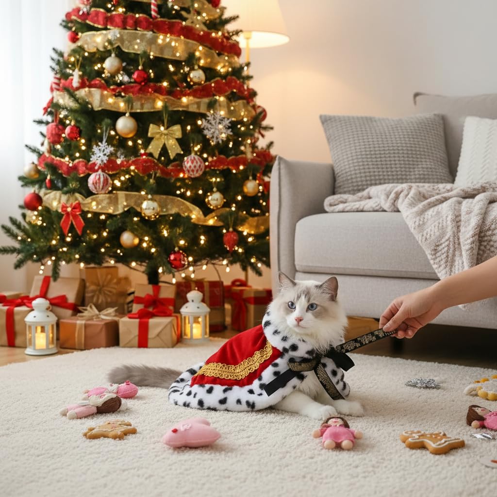 Lovelyshop Pet Serial Lux Mantel für Katzen und Hunde, für Halloween-Kostüme, König, Königin, Prinz und Prinzessin, Cosplay-S Rot