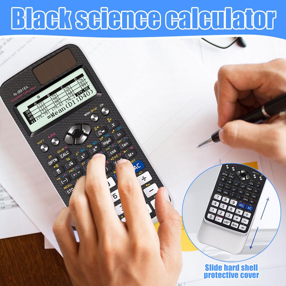 Wissenschaftlicher Taschenrechner, 552 Funktion 10+2 Stellen Geschriebenes Display, mit Schutztasche, Multifunktionsrechner Schulrechner für Schulbedarf, Schüler, Lehrer, Büro, Zuhause