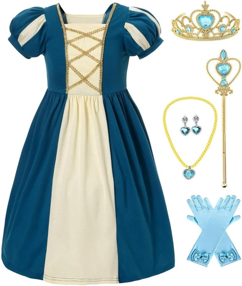 Dressy Daisy Toddler Little Girls Princess Dress Medieval Renaissance Outfit Accessories Everyday Casual Playwear Size 2-12