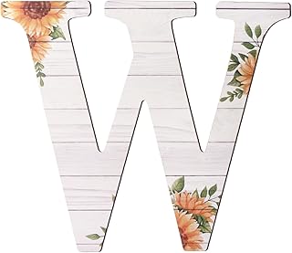 Large Wooden Letters 12 Inch Rustic Wooden Letters W for Wall Decor Home Wood Letters Sunflower Big Wood Wall Letters Decor for Living Room Bedroom Party Wedding Housewarming