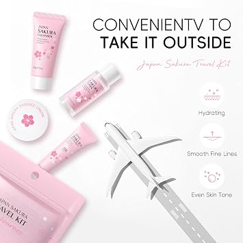Sakura Face Care Skincare Set Beauty Set Girls Japan Sakura Skin Care Collagen Mask Exfoliating Mask Cleanser Toner Cream Sunscreen Lip Mask Pamper Gift Set Women Teenagers