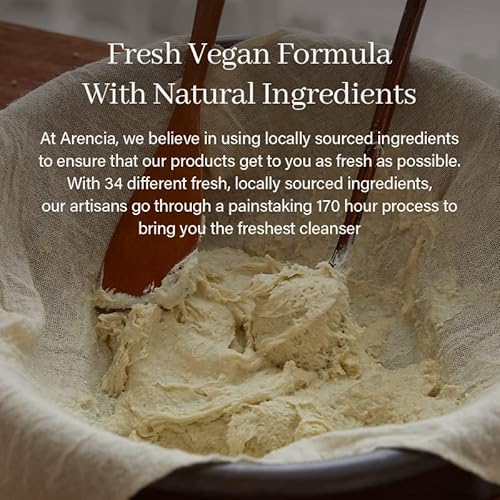 Arencia Royal Rosehip Rice Cake Fresh Cleanser - Moisturizing, Brightening & Deep-Cleansing - Made With Rice Water, Rice Powder, Pink Aloe Vera Extract - Natural, Vegan, Cruelty-Free, Korean Mochi Cleanser #TOP7