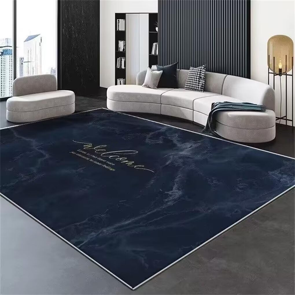 Tapis de salon au design minimaliste moderne bleu pour intérieur
