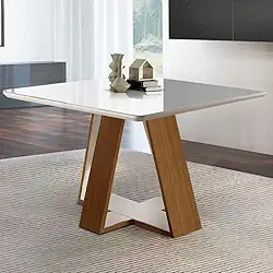 Mesa de Jantar 90x90cm Tampo em Vidro/Laca Grécia LJ Móveis