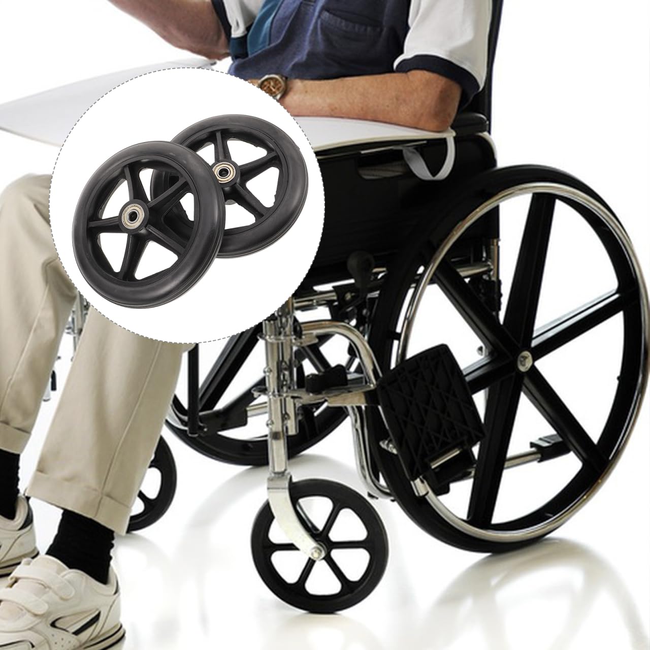 Ruedas delanteras de repuesto para silla de ruedas de 6 pulgadas con rodamiento silencioso resistente al desgaste para andador andador andador accesorios rueda reemplazable