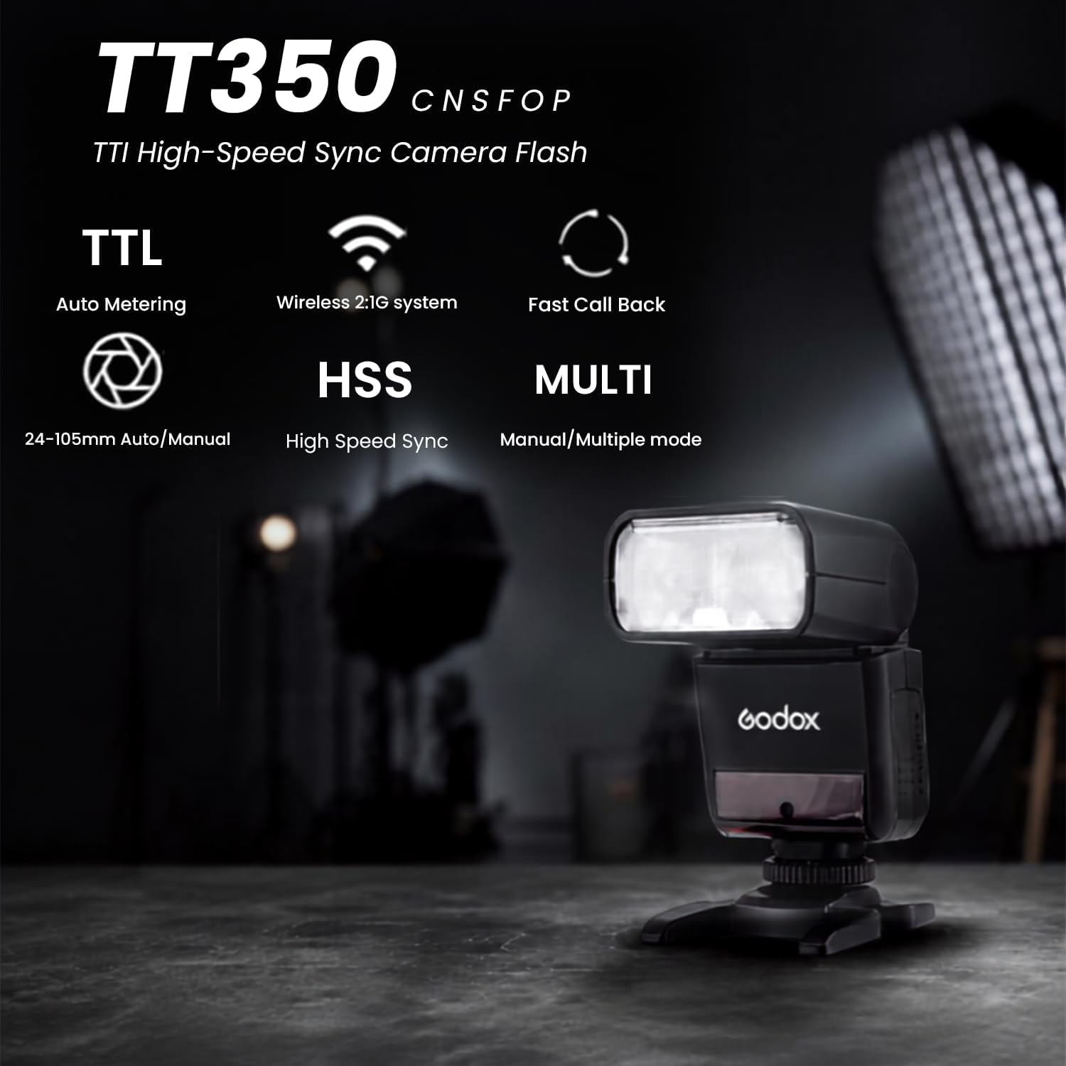Godox Flash TT350N Mini Thinklite TTL Flash Compatible with Nikon Cameras, Compact On-Camera and Off-Camera Flash with TTL, High-Speed Sync to 1/8000s, 2.4GHz Wireless Master/Slave, 24-105mm Zoom Head image 3