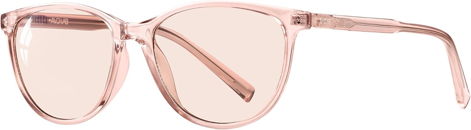 Indoor FL-Flex Fluorescent-41 Light Pink Tinted Blue Light Blocking Glasses Cat Eye Migraine Light Sensitivity Glasses Photophobia Fluorescent LED Glare Women AB3311(Pink Frame Light Rose Lens)