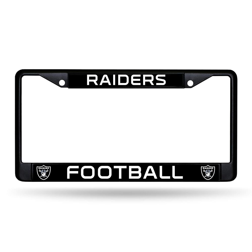 Rico Industries NFL Football Las Vegas Raiders Raiders Football Black Chrome Frame with Plastic Inserts 12 x 6 Car/Truck Auto Accessory