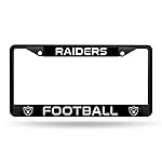 Rico Industries NFL Football Las Vegas Raiders Raiders Football Black Chrome Frame with Plastic Inserts 12 x 6 Car/Truck Auto Accessory