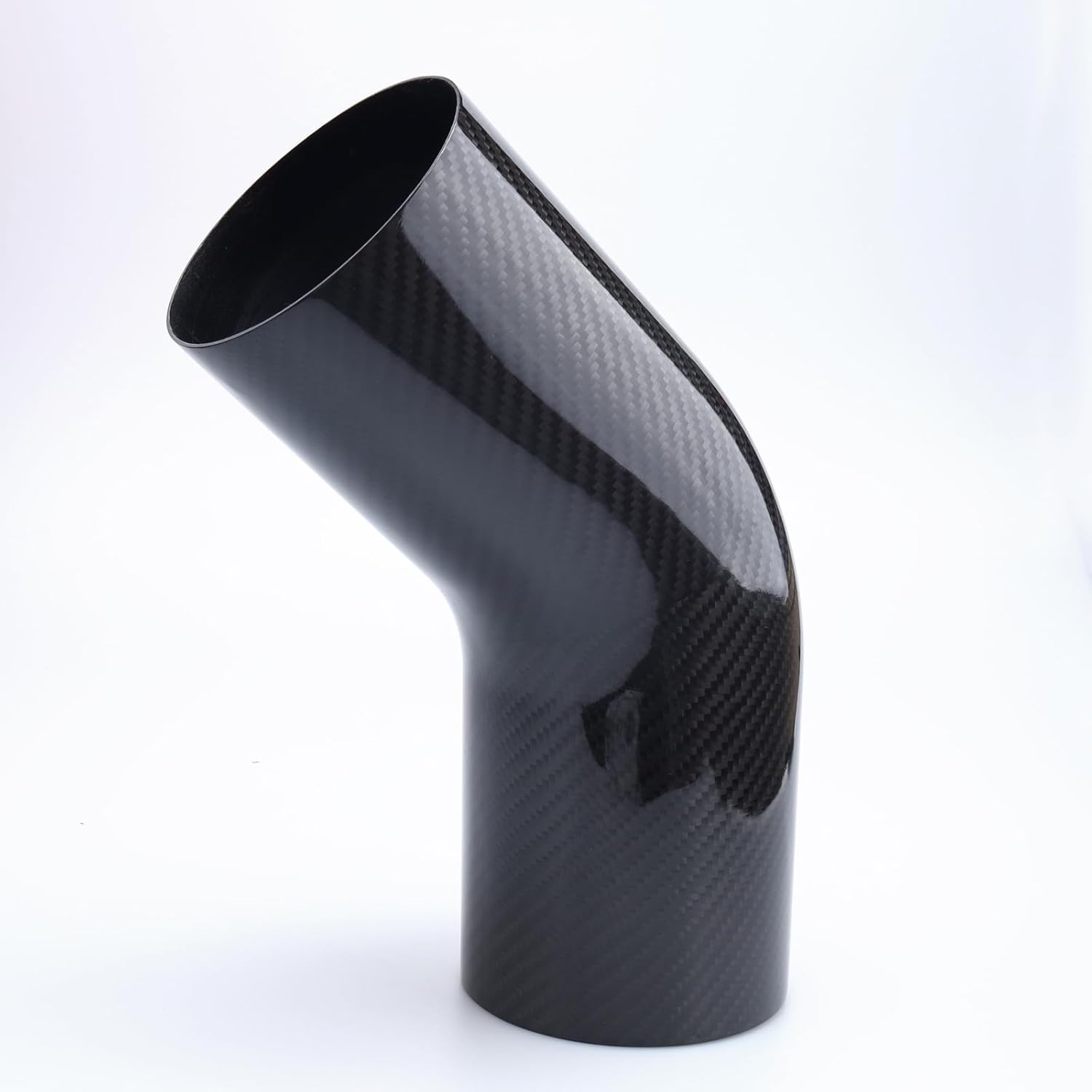 AC PERFORMANCE OD 3 inch (76mm) 45 degree Carbon Fiber Elbow, 3" Outer diameter, Leg Length 6 inch (150mm), 1.3mm Thickness, 3K Twill Real Carbon Fiber Bent Intake Tube (no Logo, Emblems or Markings)
