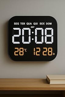 Relógio digital de parede e mesa 18.5" com display led colorido