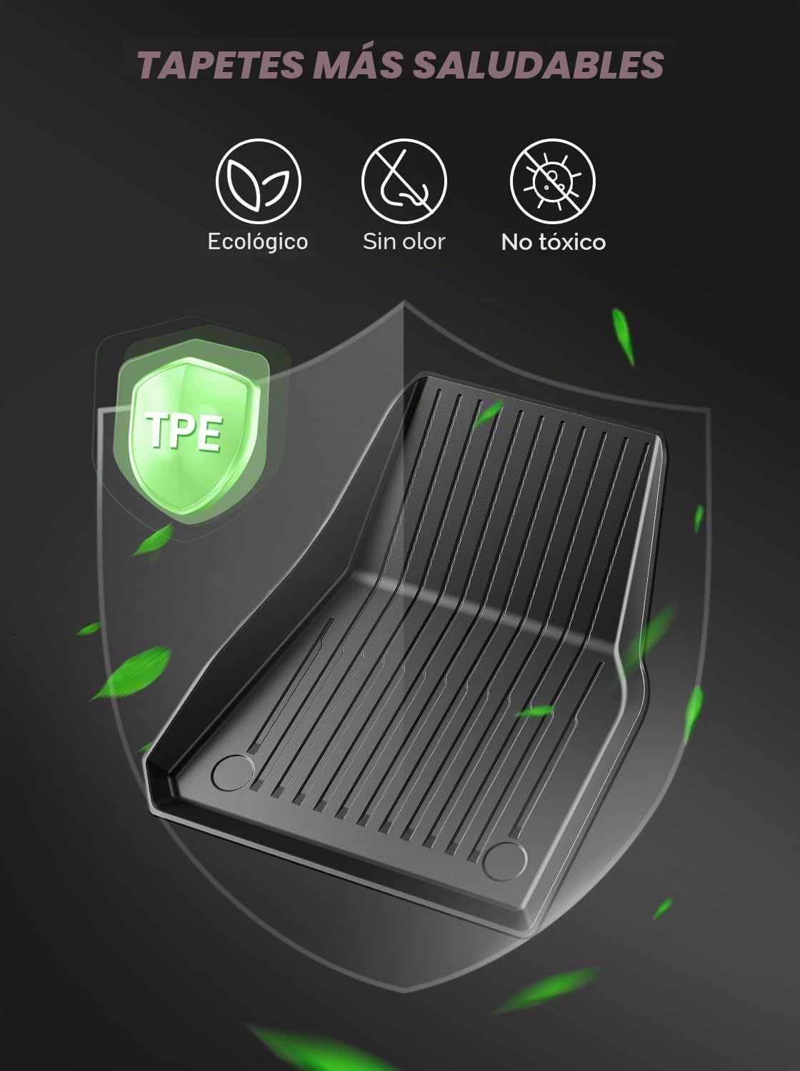 Alfombrillas de Coche para Tesla Model Y (5 Plazas el Volante Izquierdo) 2021 2022 2023 2024, Alfombras Delanteras TPE Tesla Modelo Y Antideslizante e Impermeable, Fáciles de Limpiar, Negra