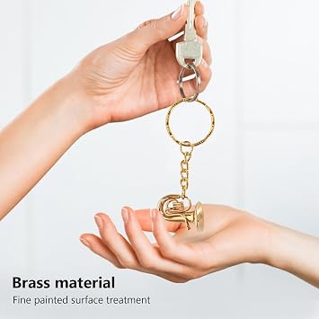 Brass Tuba Key Chain, Miniature Golden Musical Instrument Key Chains, Musical Instrument Ornament for Graduation Birthday Music Lover Gifts