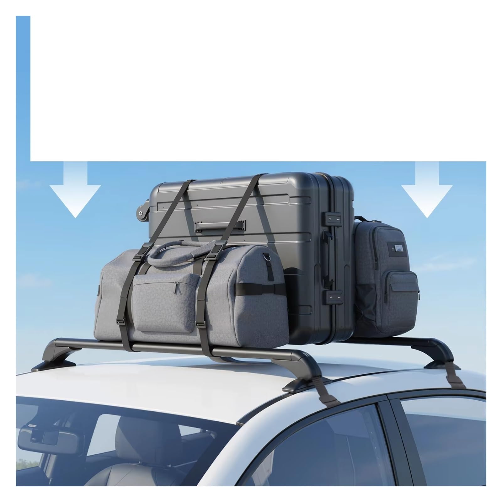 Porte-Bagages de Voiture Barres Toit Universelles pour Voiture 2 Barres Aluminium Charge 165lb pour 4 Portes, 5 Berlines SUV Barres de Toit