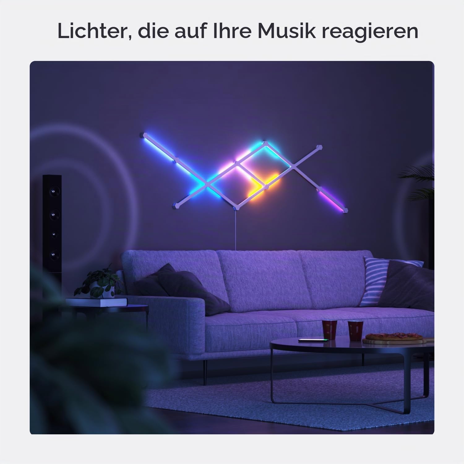 Nanoleaf Lines 60 Grad Erweiterungspack, 3 zusätzliche Smarten LED RGBW Lichtleisten - Modulare WLAN 16 Mio. Farben Wandleuchte, Musik & Bildschirm Sync, Funktioniert mit Alexa Google Apple, Deko