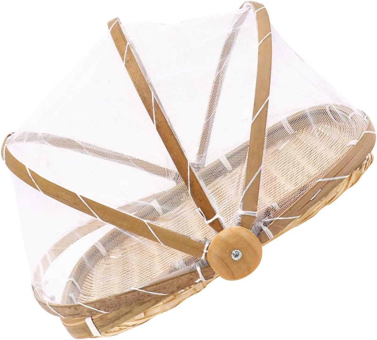 STOBAZA 2pcs Bamboo Woven Fruit Basket Mesh Lid Picnic Basket Bread for Serving Household Storage