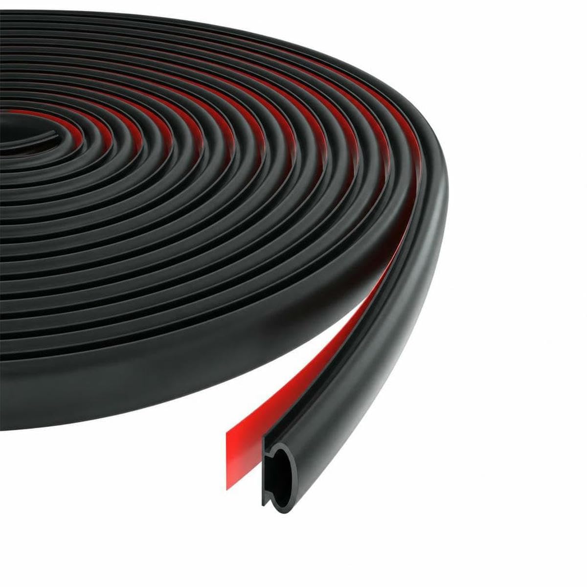 Tbskuy Black 6M Soundproofing Weather Stripping Rubber D-Shape Door Seal Strip Windproof Self-Adhesive Door Frame Insulation Household