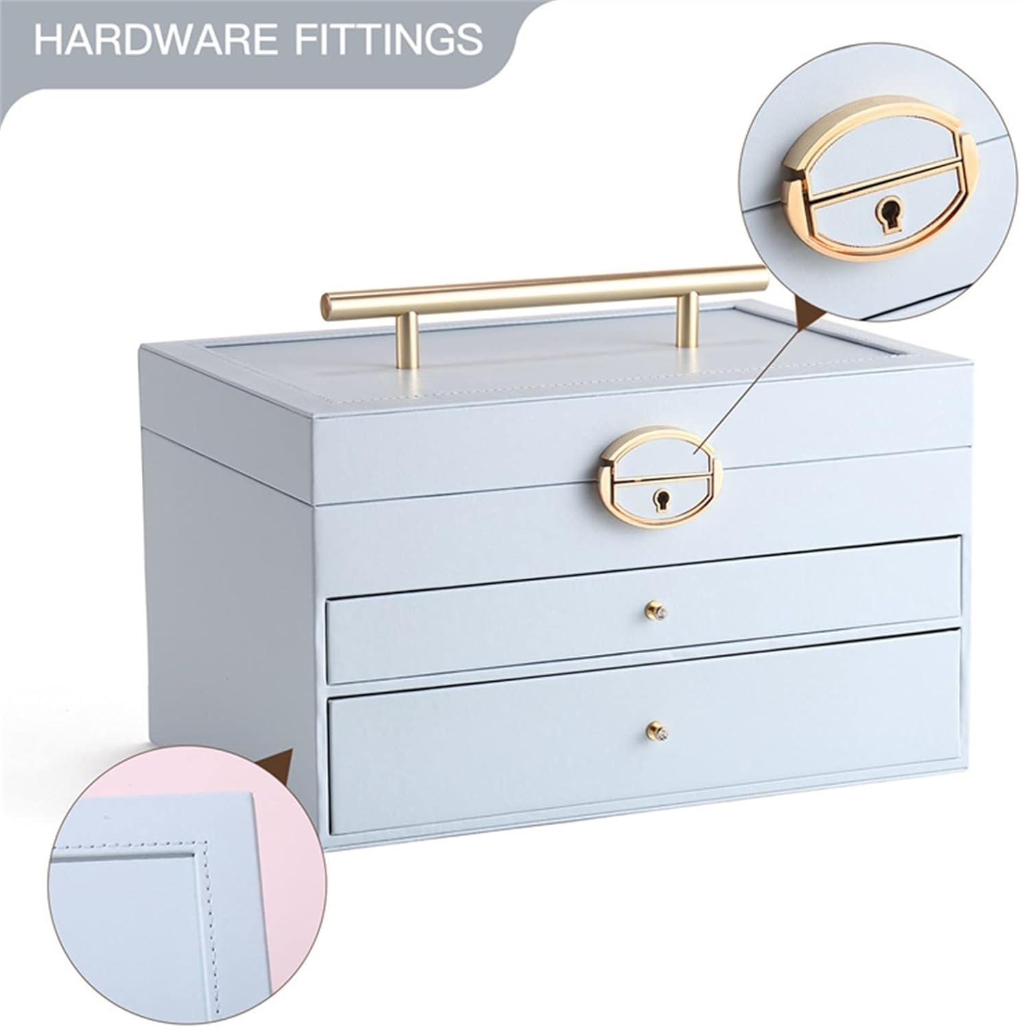 Jewelry Box , Jewerly Box Jewelry Box Organizer For Women Girls Wood Portable Handle Safety Lock And Mirror Portable Jewelry Case Storage For Earrings Necklaces Bracelets Rings Jewelry Box for