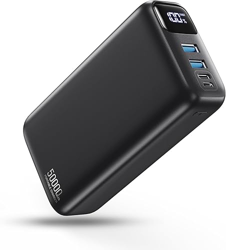 PIFFA Cargador portátil de 50000 mAh, cargador portátil de 22.5 W, carga de teléfono portátil USB-C PQ3.0 QC4.0, pantalla LED, paquete de baterías