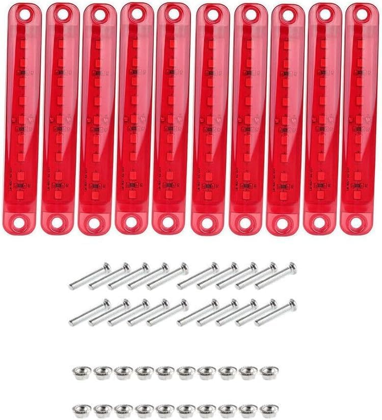 12V LED Clearance Lights Red Color for Trucks Trailer RV Universal Fitment Outline Clearance Marker Light Set of 10 Pieces