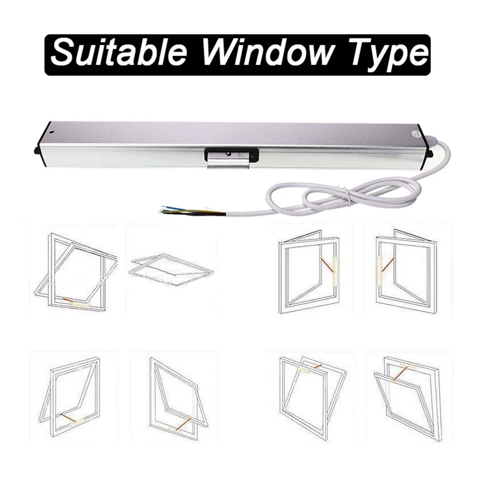1pc Window Opener Electric AM56-L250N-400mm Stainless Steel Chain Type Electric Window Opener Sliding Door Motor
