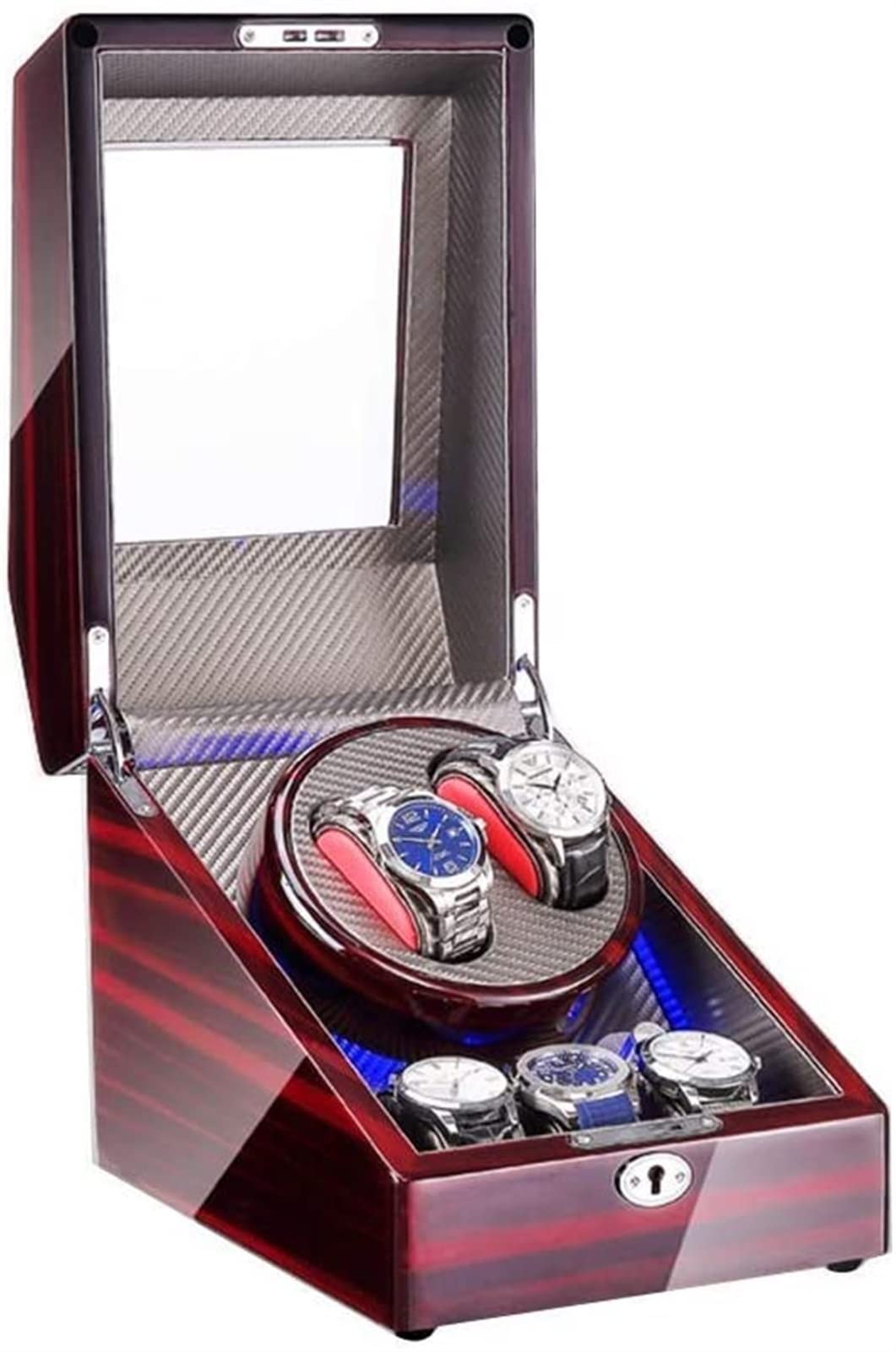 CGCSYZ Automatic Watch Winder Box 2+3, With LED Light, Wood Shell Piano Paint Exterior, 4 Rotation Modes, Quite Motors Accessories (F)