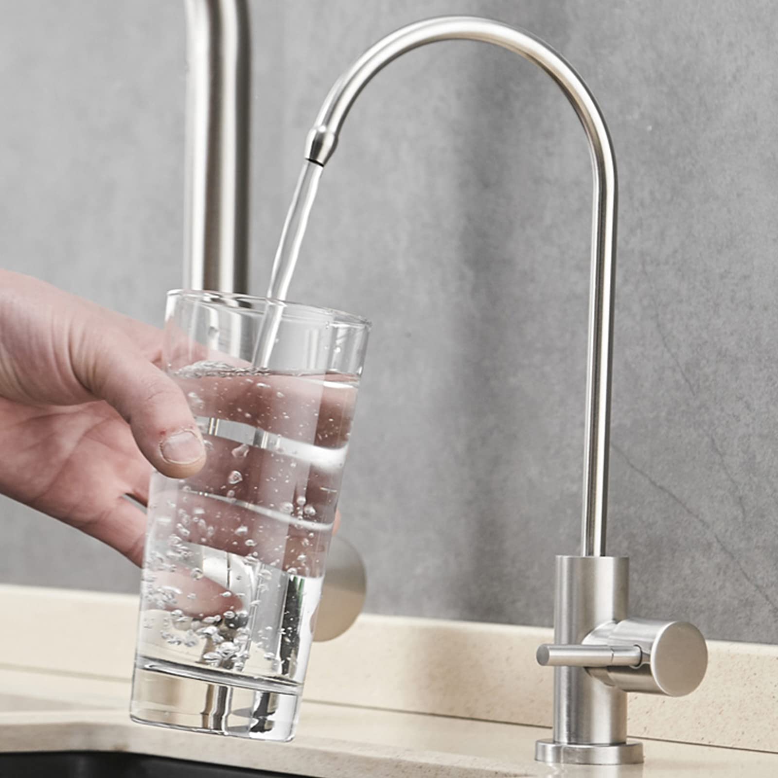 WDSOPK Kitchen Drinking Water Tap Only Cold Water Stainless Steel Water Filter Tap-Black (Drawing A)