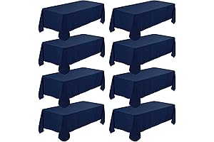 8-Pack Premium Washable Navy Blue Tablecloth for 6 Foot Tables