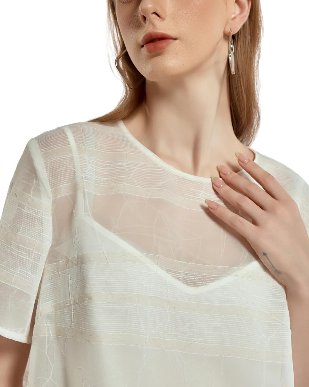 SIXDO G-White Organza Loose Dress for Women 2025, Elegant Wardrobe Essential for Work and Comfortable Casual Wear - Image 5