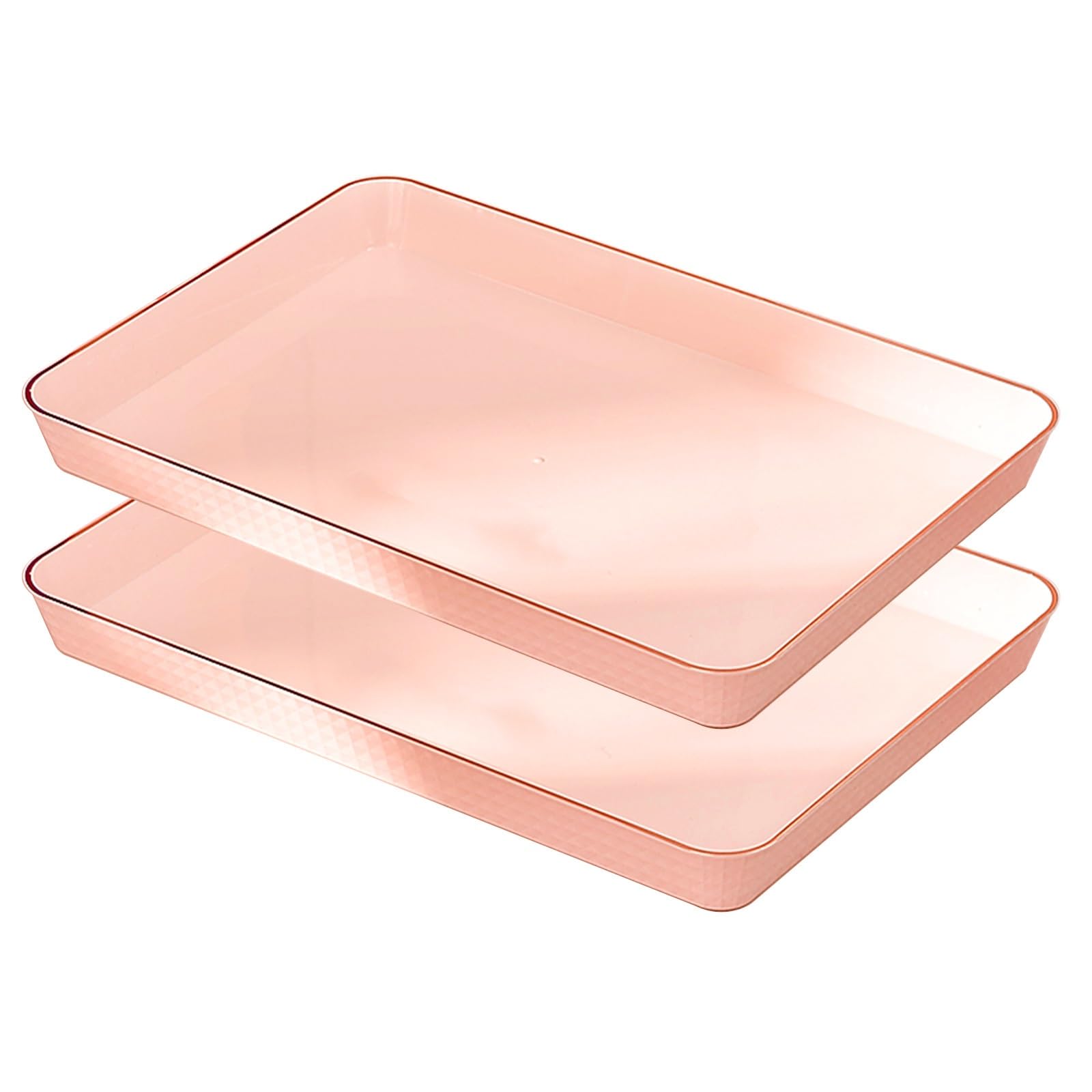 Juego de 2 Bandejas Decorativas, Bandeja Plastico, Impermeable y Antideslizante, Ideal para Postres y Artículos de Aseo(Pink,35x50CM/14x20x1.6IN)