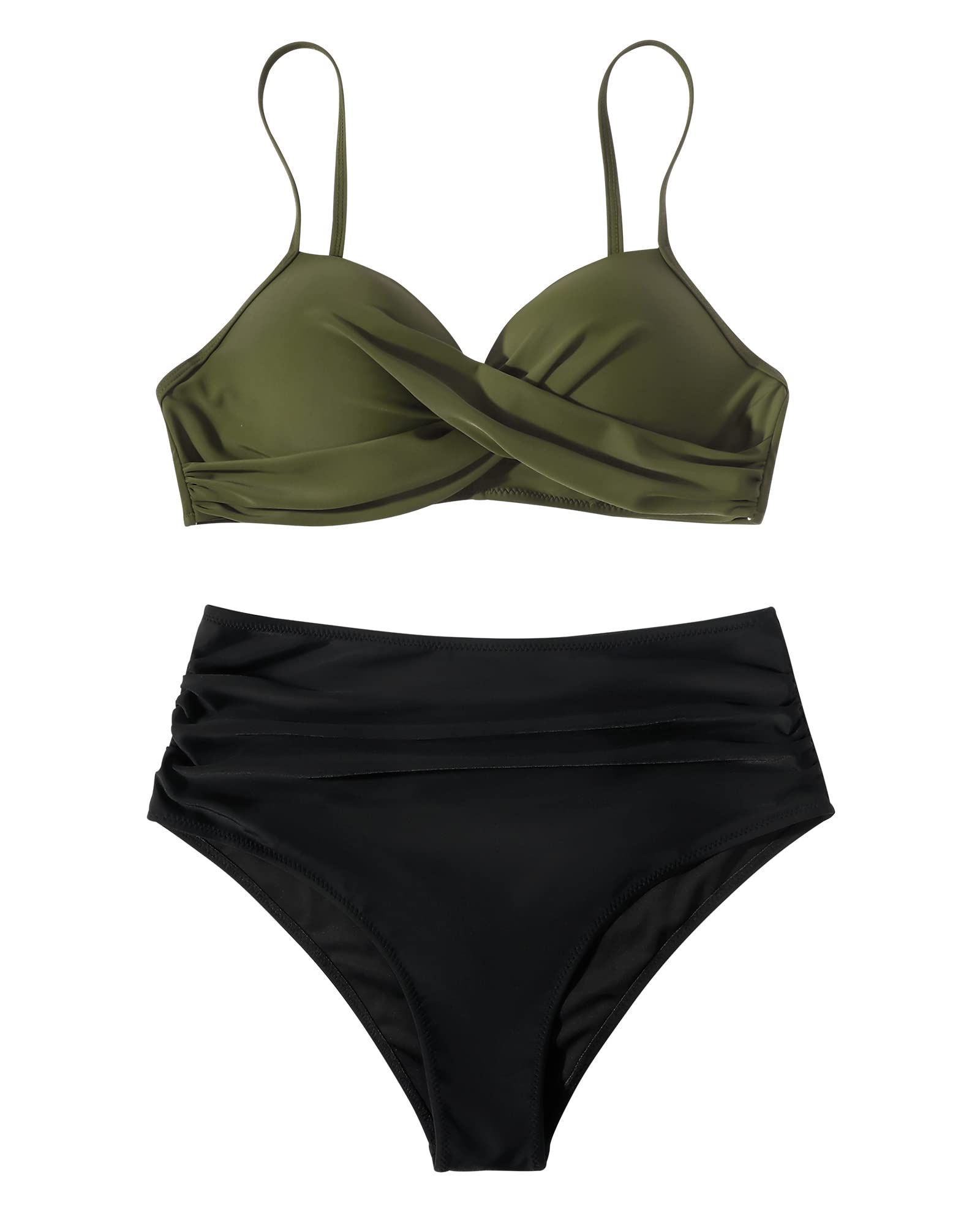 RXRXCOCO Bikini push-up pour femme - Taille haute - Maillot de bain